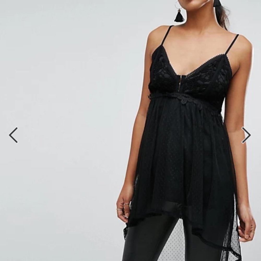 River Island Black Lace Cami US 10